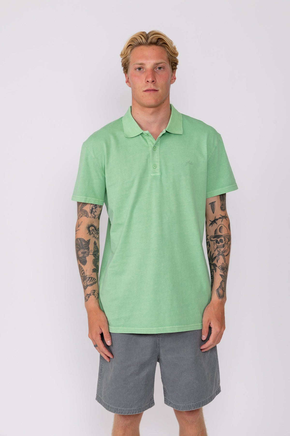 Rusty USA Comp Wash Short Sleeve Polo SAGE GREEN