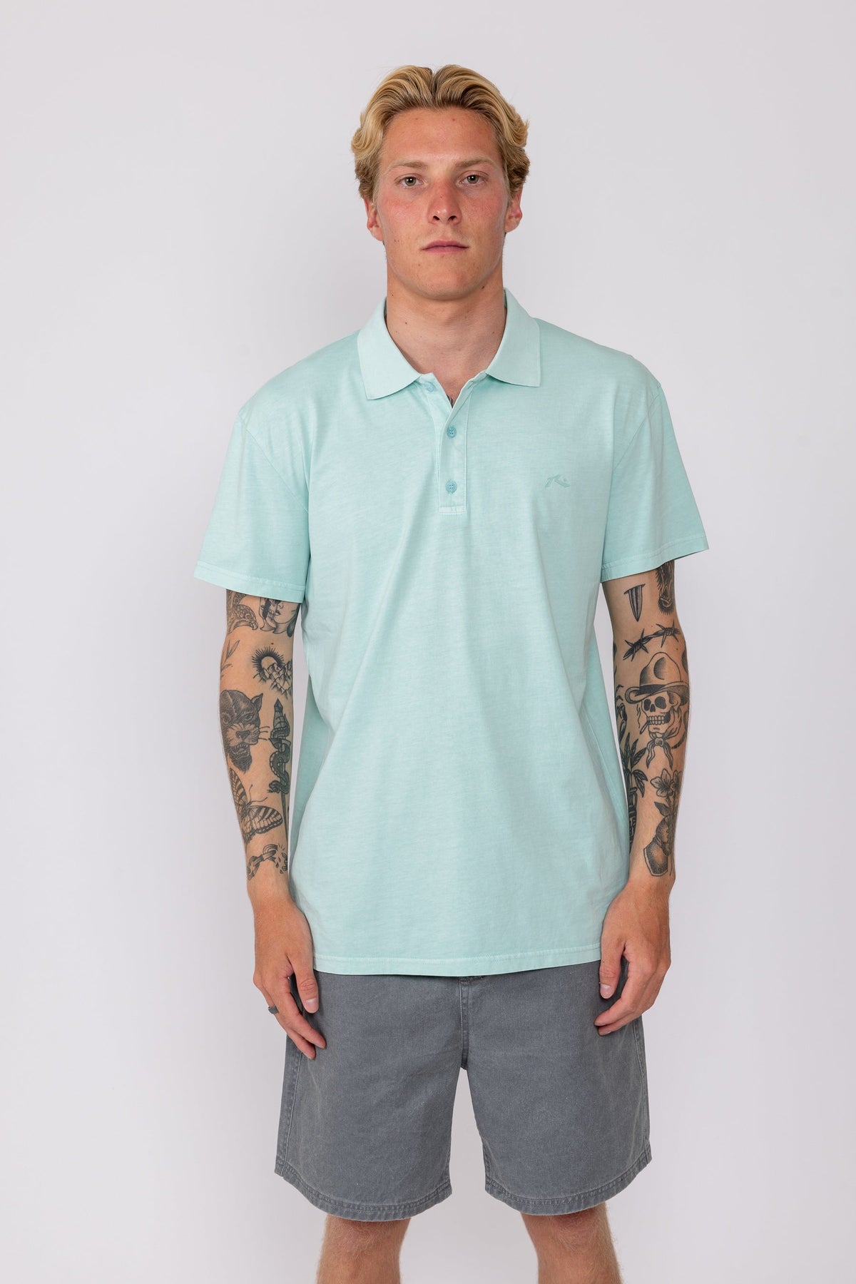 Rusty USA Comp Wash Short Sleeve Polo SALT BLUE