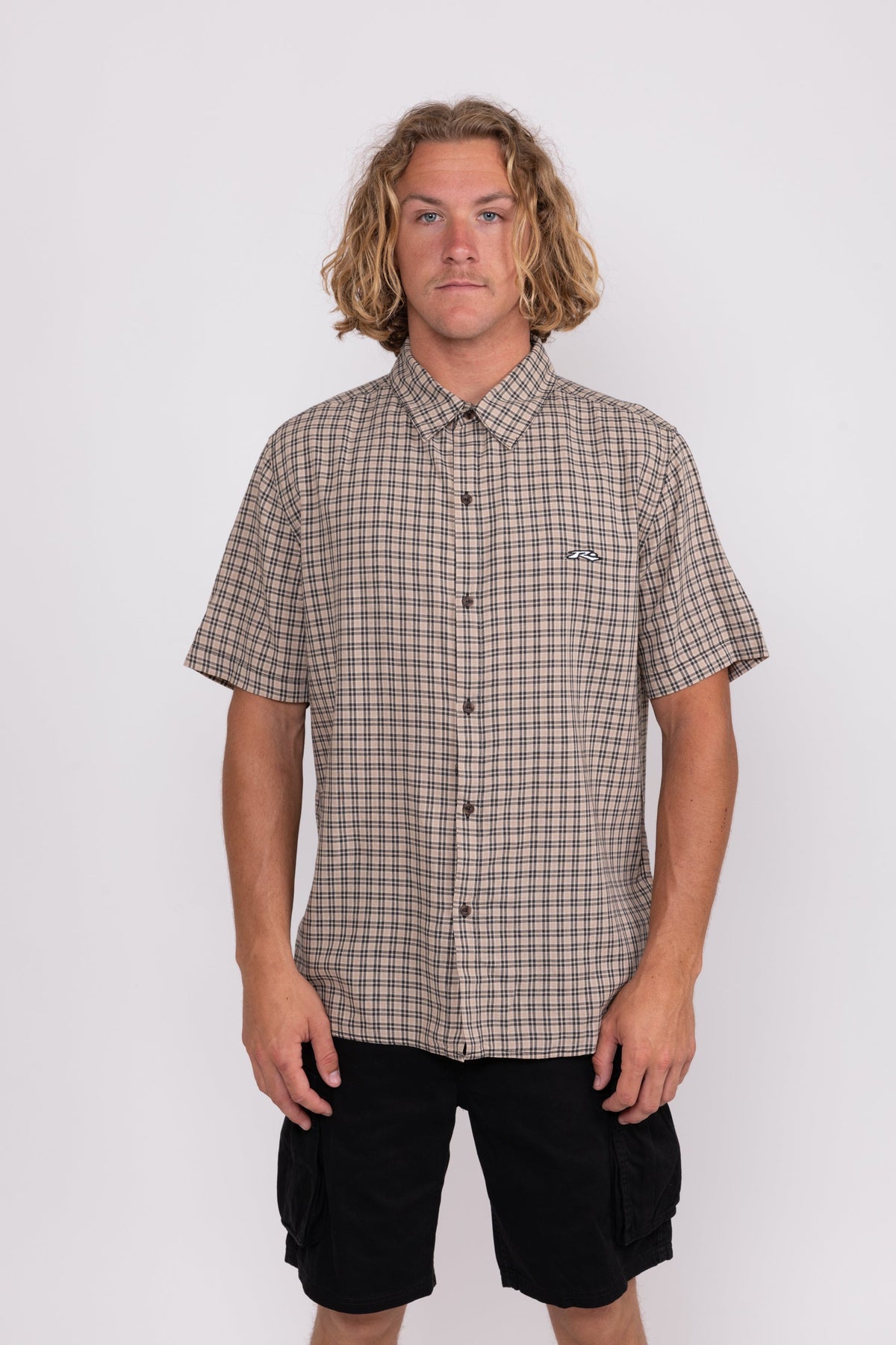 Rusty USA Datsun Check Shirt LIGHT KHAKI