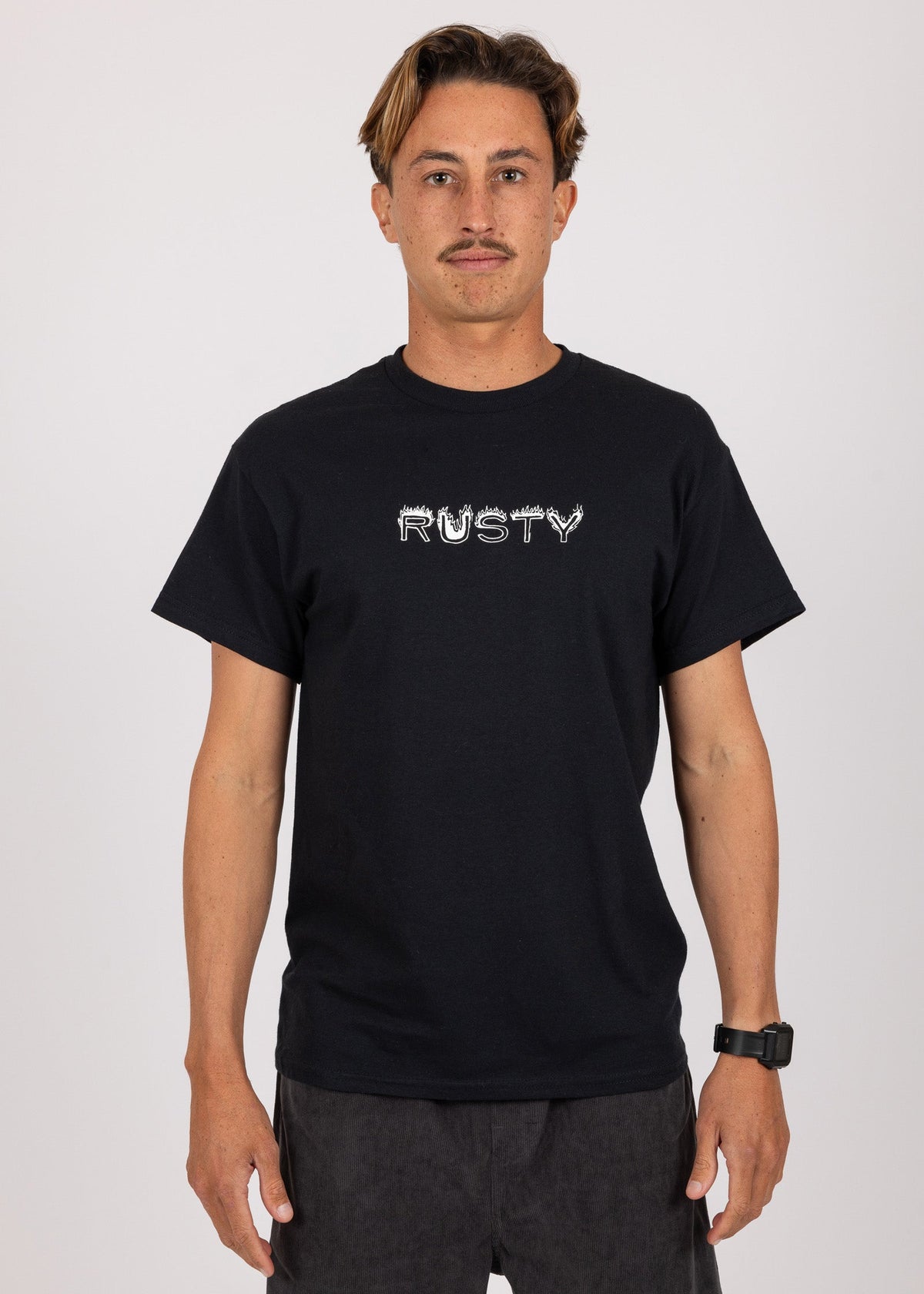 Rusty USA Flame Til The End Ss Tee BLACK