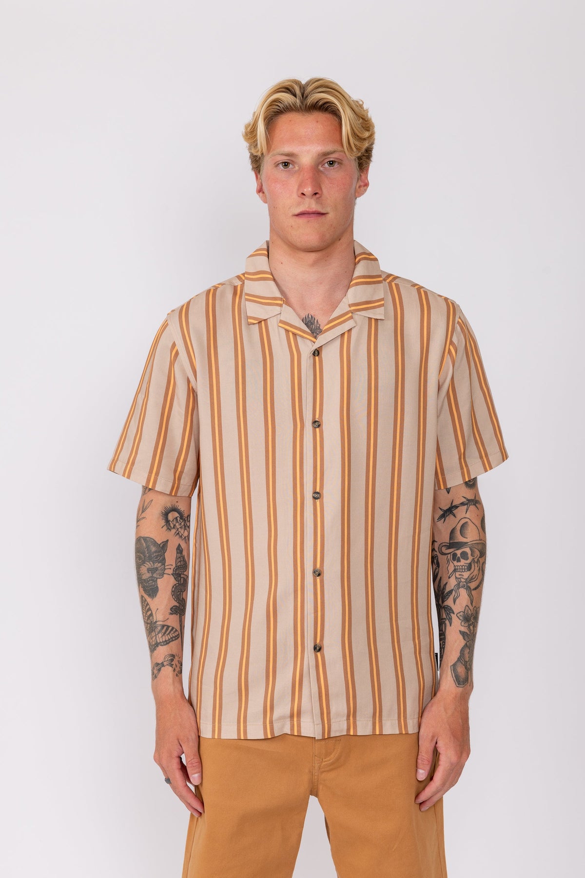 Rusty USA Front Line Ss Shirt CHESTNUT BROWN