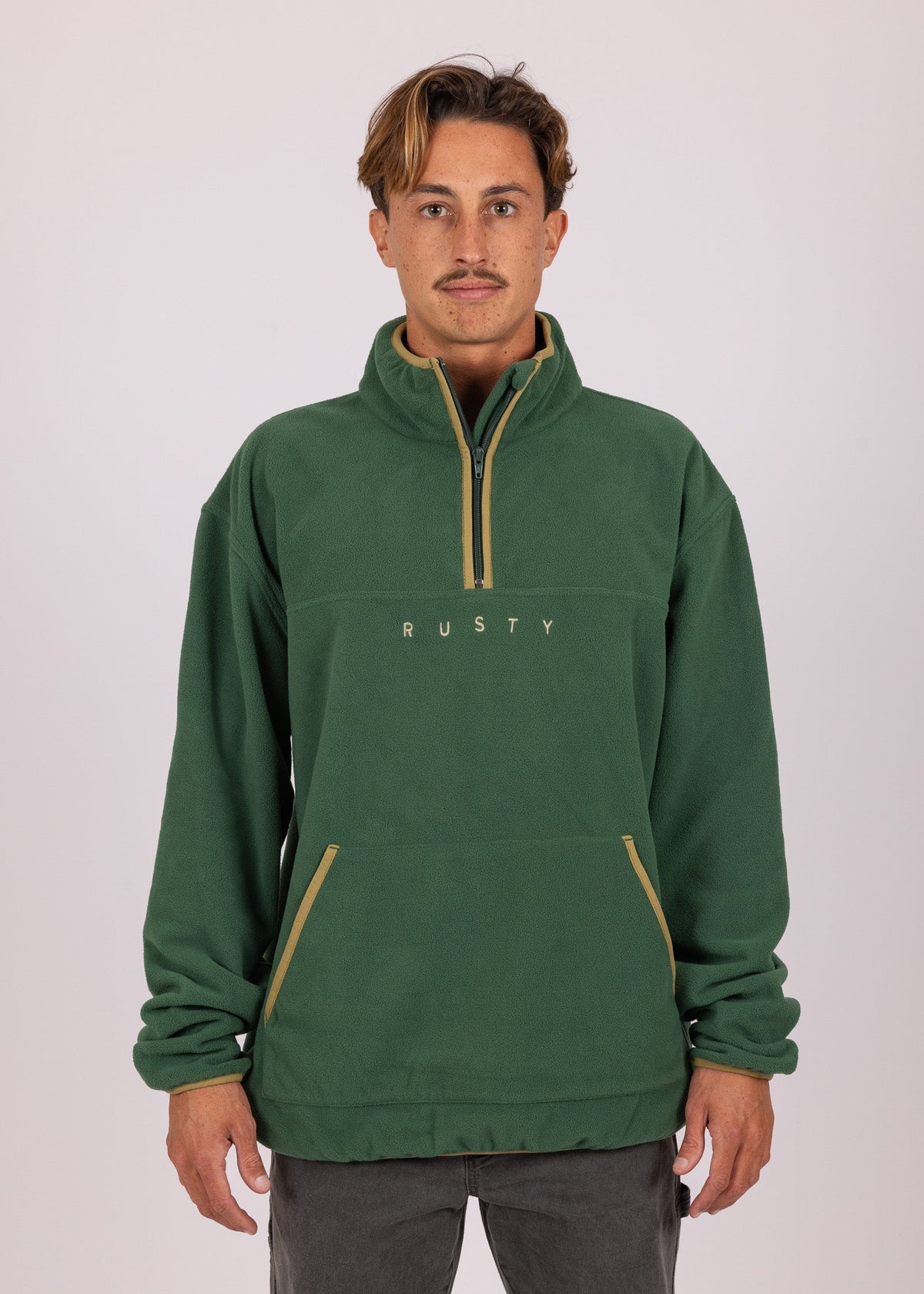 Rusty USA Old School 1/4 Zip Polar Fleece ARMY