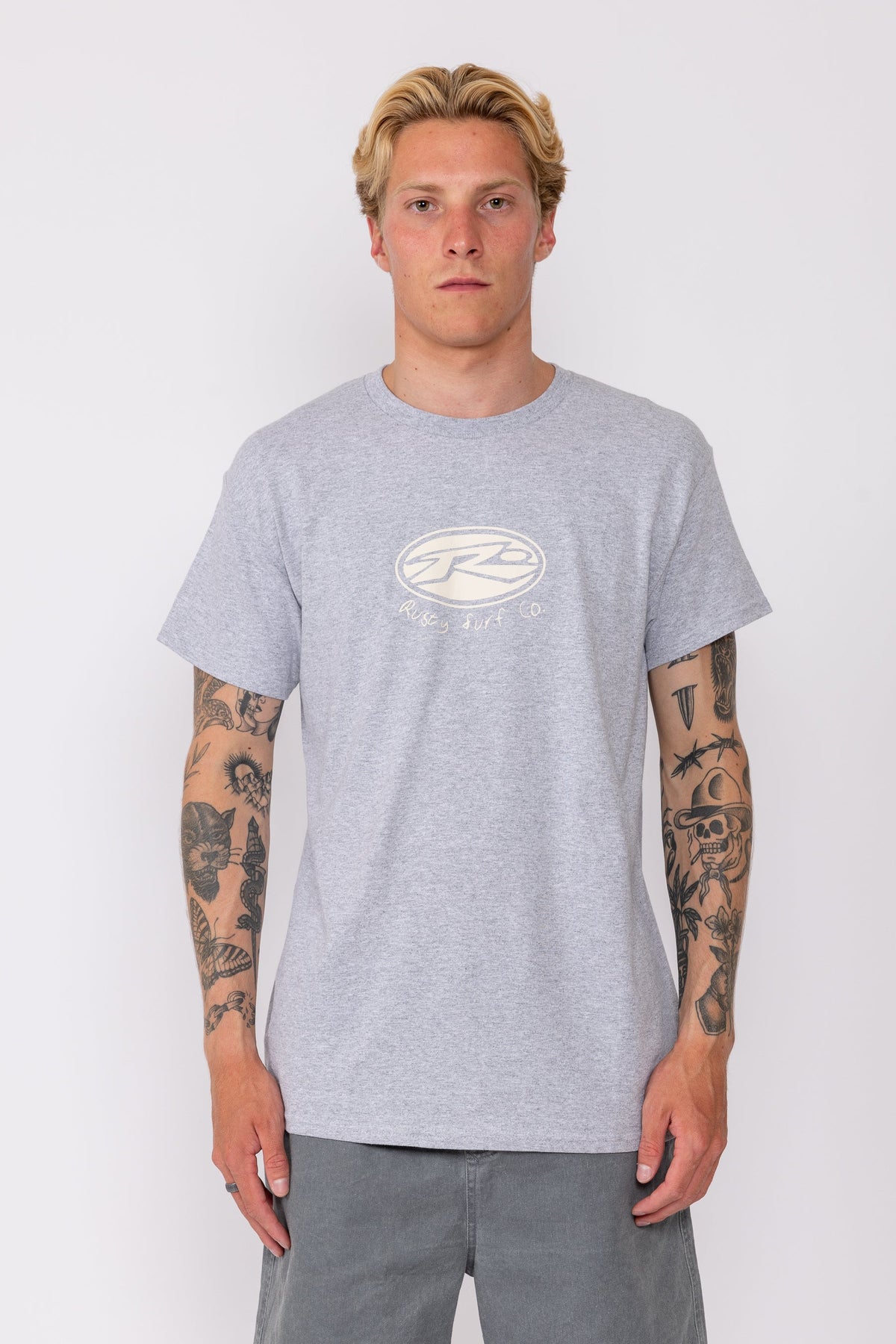 Rusty USA Old School Classic Ss Tee HEATHER GREY