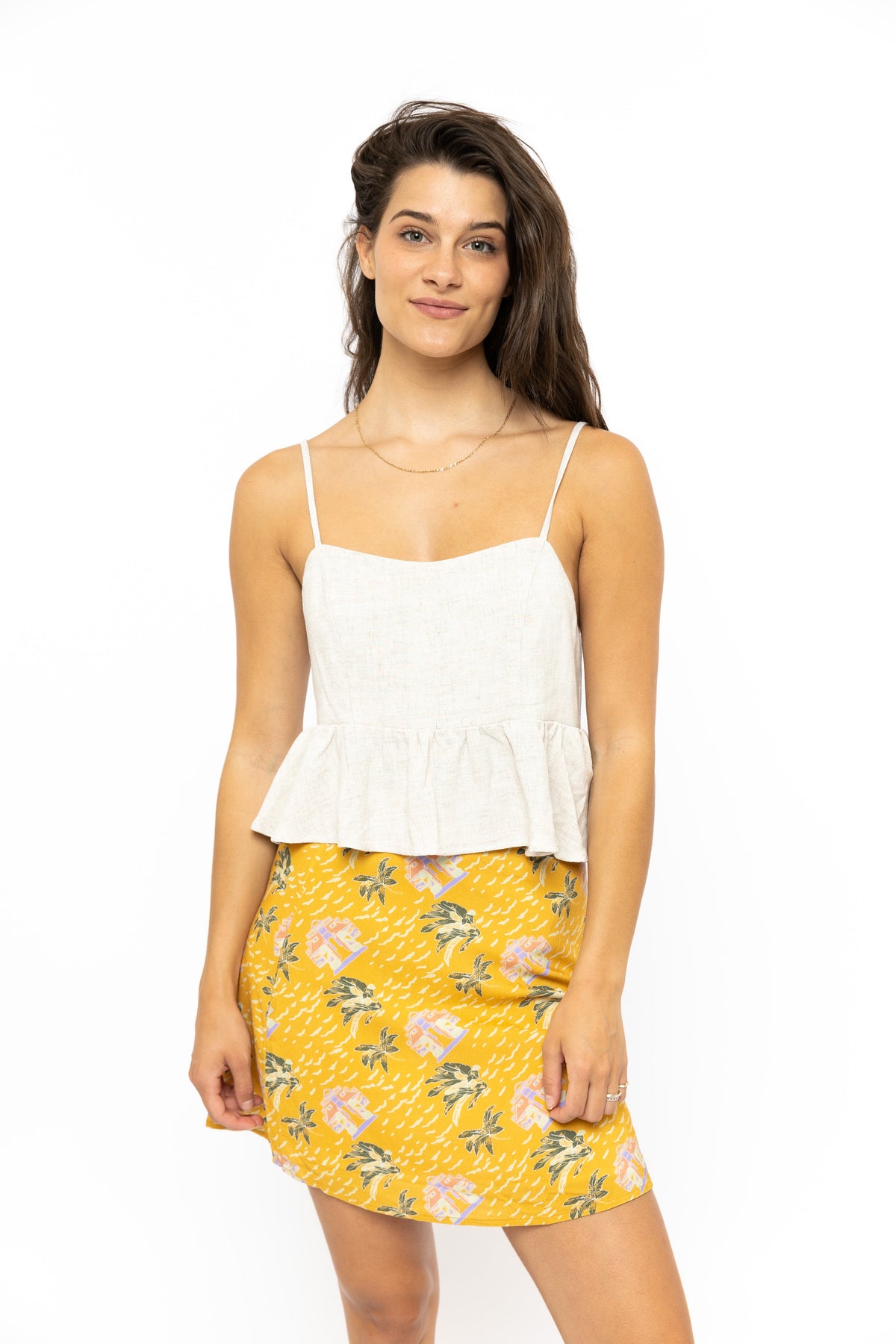 Rusty USA Plaza Mini Skirt Mustard Cancun MUSTARD CANCUN